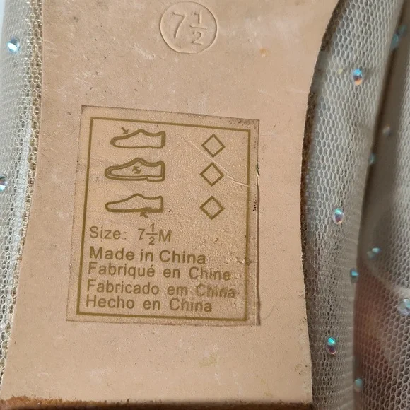 David's Bridal Illusion Toe Cap Crystal Embellished Ballet Flats 7.5 - Picture 11 of 12